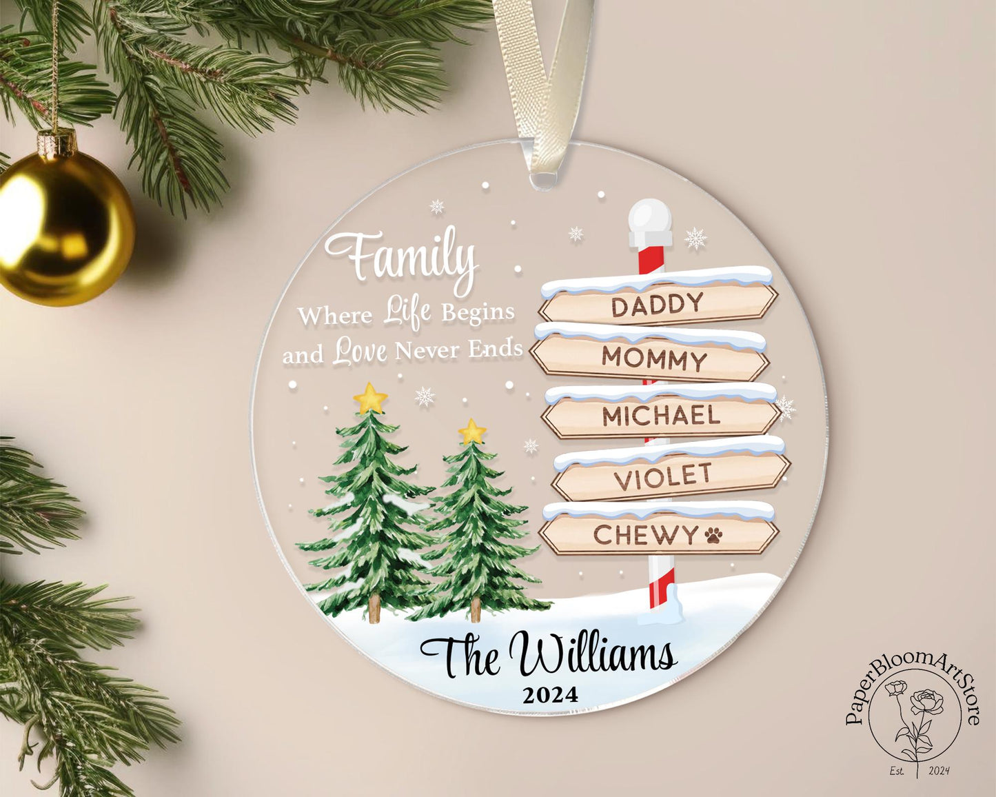 Custom Family Ornament Christmas, Personalized Family Ornaments, Family Ornament with Name, Christmas Ornament 2024, Family Xmas Ornaments - product image 7