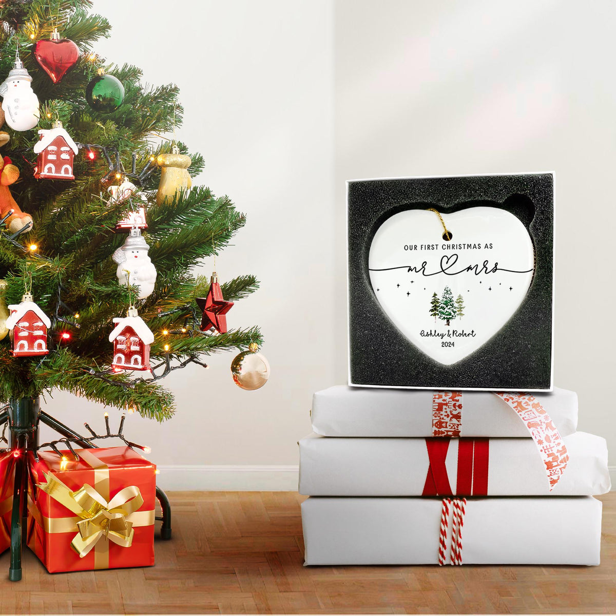 mr mrs ornament - Wedding Gift - Personalized First Christmas Keepsake - Our 1st Christmas Mr & Mrs Ornament - Housewarming mr and mrs idea - product image 9