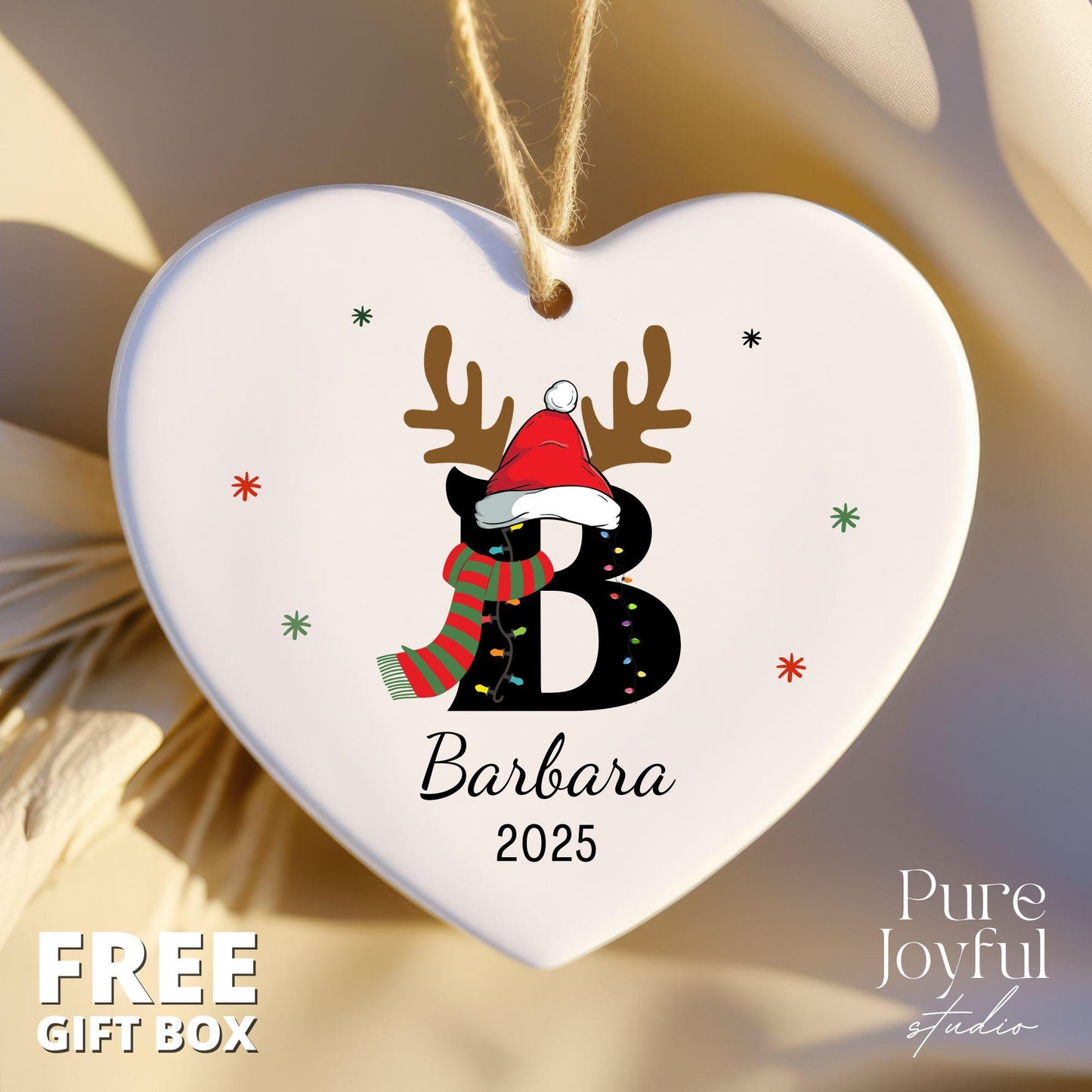 Personalized Family Christmas Ornament 2025 Custom Initial Ornament with Name Family Christmas Gift Ceramic Heart Ornament Holiday Keepsake - product image 5