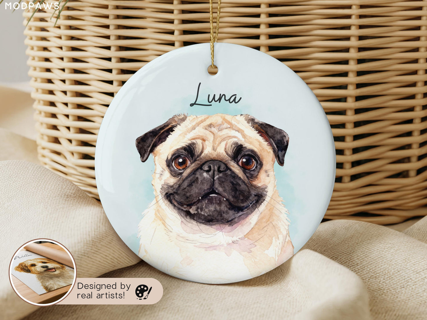 Personalized Pet Watercolor Ornament Using Pet's Photo + Name - Custom Ornament Christmas Dog Ornament Personalized Dog Ornament Custom Dog - product image 18