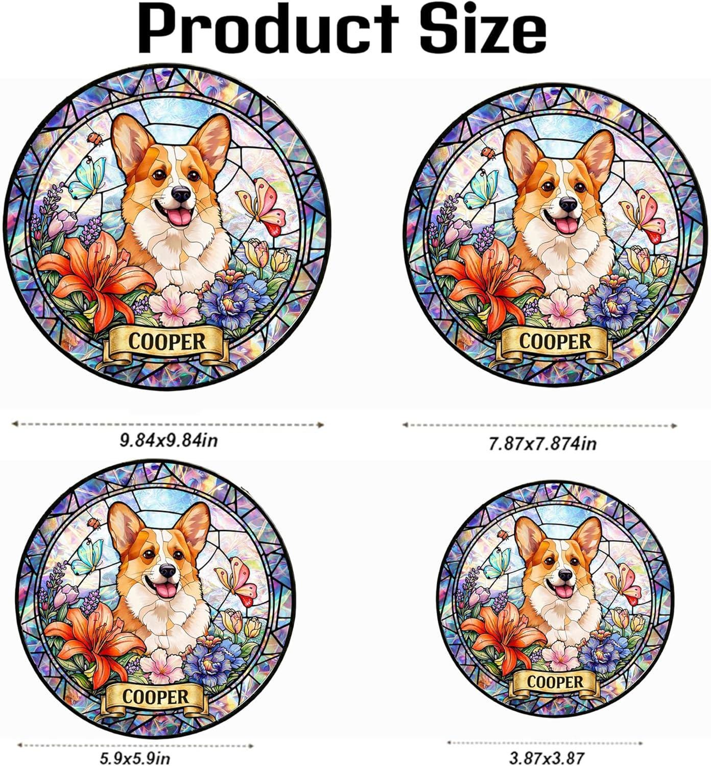 Custom Dog Portrait StainedGlass SunCatcher, Pet Memorial Photo Light Catcher, Dog Memorial, Loss of Dogs Sympathy Gift, Pet Loss Gift - product image 7