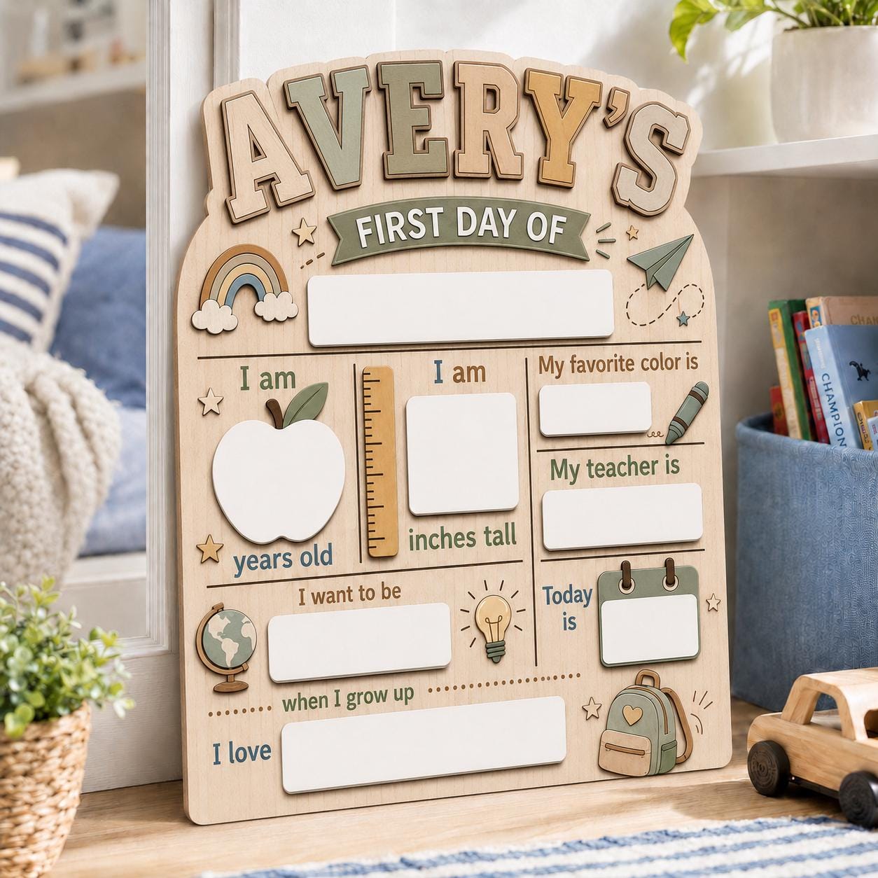 Custom First Day of School Sign, Last Day of School Sign, Personalized Name Dry Erase School Board, Kindergarten Back to School Photo Prop - product image 7