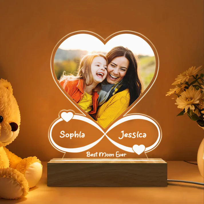 Mom Night Light With Name and Photo, Personalized LED Gift For Mother's Day, Christmas or Any Occasion