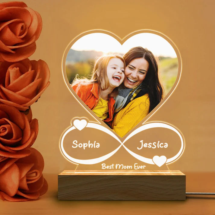 Mom Night Light With Name and Photo, Personalized LED Gift For Mother's Day, Christmas or Any Occasion