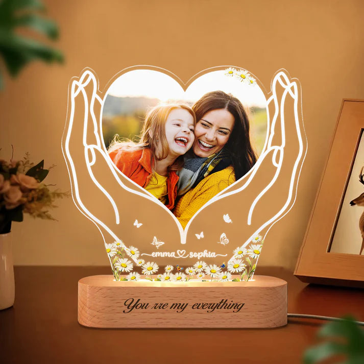 Mom Night Light - Custom Acrylic Frame With Photo, Unique Mother’s Day Gift From Child, Birthday Keepsake Lamp