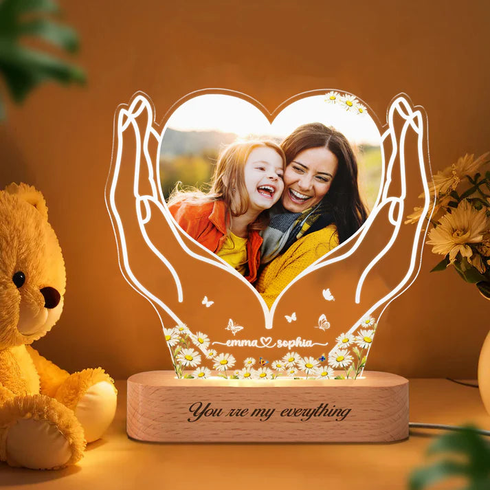 Mom Night Light - Custom Acrylic Frame With Photo, Unique Mother’s Day Gift From Child, Birthday Keepsake Lamp