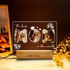 Personalized Picture Frames with Photo, Custom Acrylic Plaque Photo Frame with Night Light, Personalized Gifts for Mom from Daughter, Son, Kids