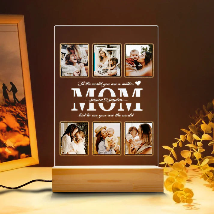Personalized Mom Night Light With Photo, Custom Acrylic Frame Gift for Mother's Day or Birthday From Daughter or Son