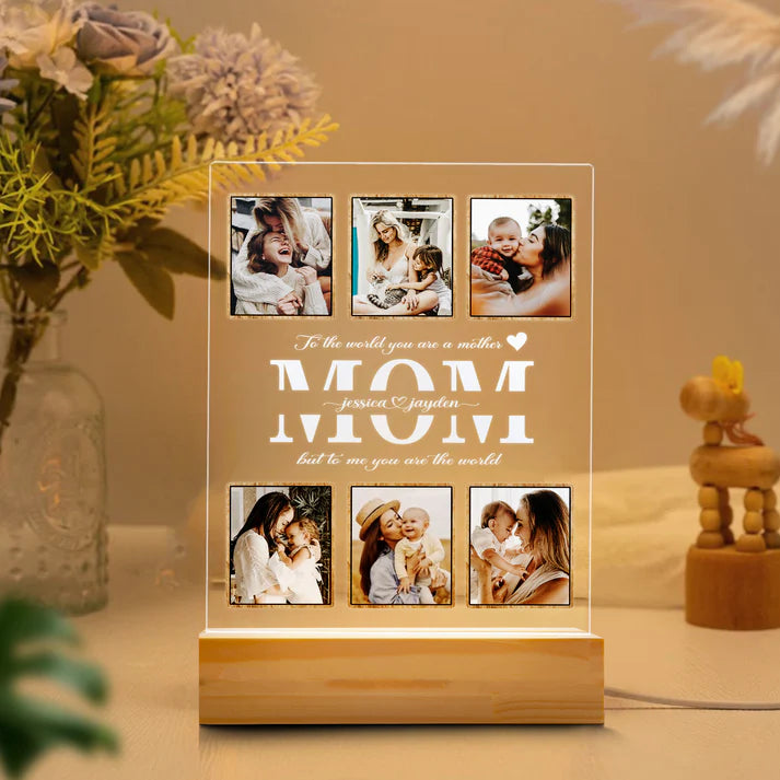 Personalized Mom Night Light With Photo, Custom Acrylic Frame Gift for Mother's Day or Birthday From Daughter or Son