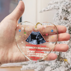 Custom Photo This Christmas I'll Be Snuggled Up Newborn Baby - Personalized Heart Shaped Glass Ornament