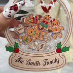Gingerbread Family Ornament Christmas Gift , Personalized Family Shaker Ornament With Pets, Gift For Family, Custom Christmas Ornament