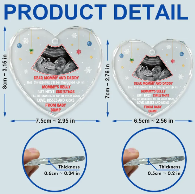 Custom Photo This Christmas I'll Be Snuggled Up Newborn Baby - Personalized Heart Shaped Glass Ornament