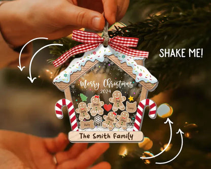 Family Ornament Personalized, Family Christmas Ornaments, Custom Gingerbread Ornament, Family Christmas Gifts, 4D Shake Ornament