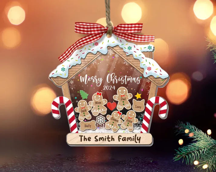 Family Ornament Personalized, Family Christmas Ornaments, Custom Gingerbread Ornament, Family Christmas Gifts, 4D Shake Ornament
