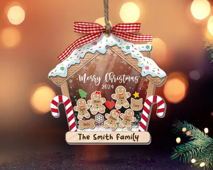 Family Ornament Personalized, Family Christmas Ornaments, Custom Gingerbread Ornament, Family Christmas Gifts, 4D Shake Ornament