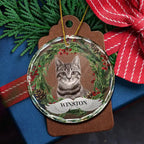 Custom Photo Lovely Pet Face Dog Cat - Personalized Circle Glass Ornament