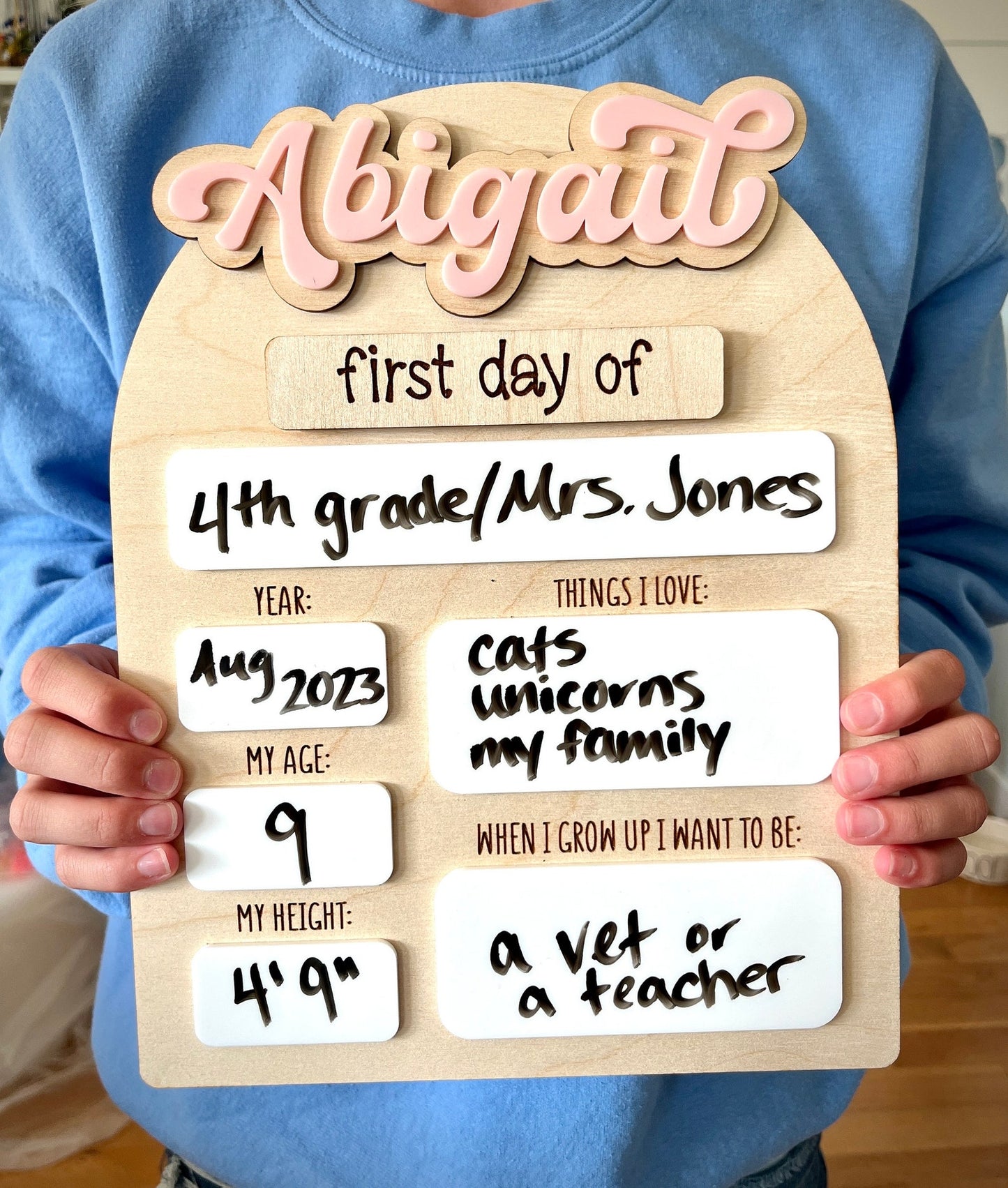 First Day of School Sign Personalized Interchangeable Names Back to school board Reusable White Board Dry Erase Back to School Sign - product image 8