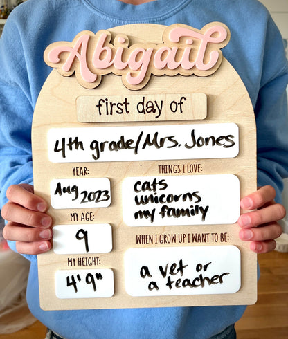 First Day of School Sign Personalized Interchangeable Names Back to school board Reusable White Board Dry Erase Back to School Sign - product image 8