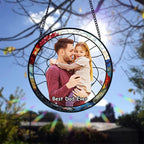 Personalized Dad Portrait Stained Glass Suncatcher, Dad and Kids Window Hanging, Father's Day Gifts, Gifts for Grandpa or Dad, New Dad Gifts