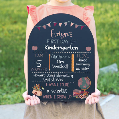 First Day of School Sign, Back to School Chalkboard, Reusable 1st Day Board, Last Day, Kindergarten, First Grade, Preschool, Ruler, BloomOwl - product image 2