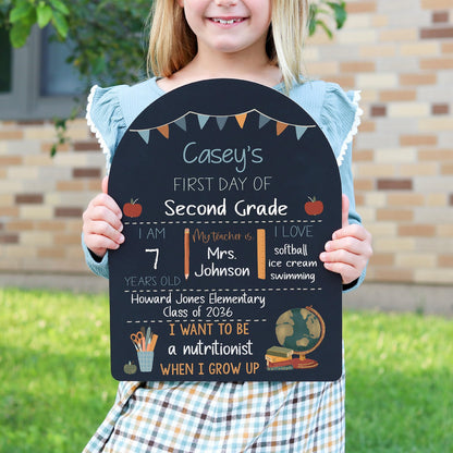 First Day of School Sign, Back to School Chalkboard, Reusable 1st Day Board, Last Day, Kindergarten, First Grade, Preschool, Ruler, BloomOwl - product image 4