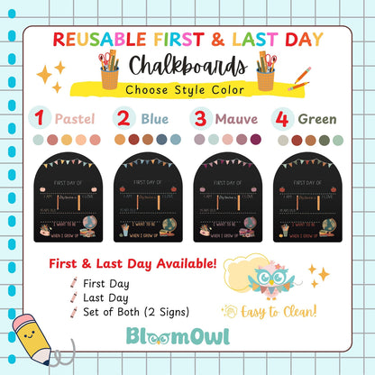 First Day of School Sign, Back to School Chalkboard, Reusable 1st Day Board, Last Day, Kindergarten, First Grade, Preschool, Ruler, BloomOwl - product image 5