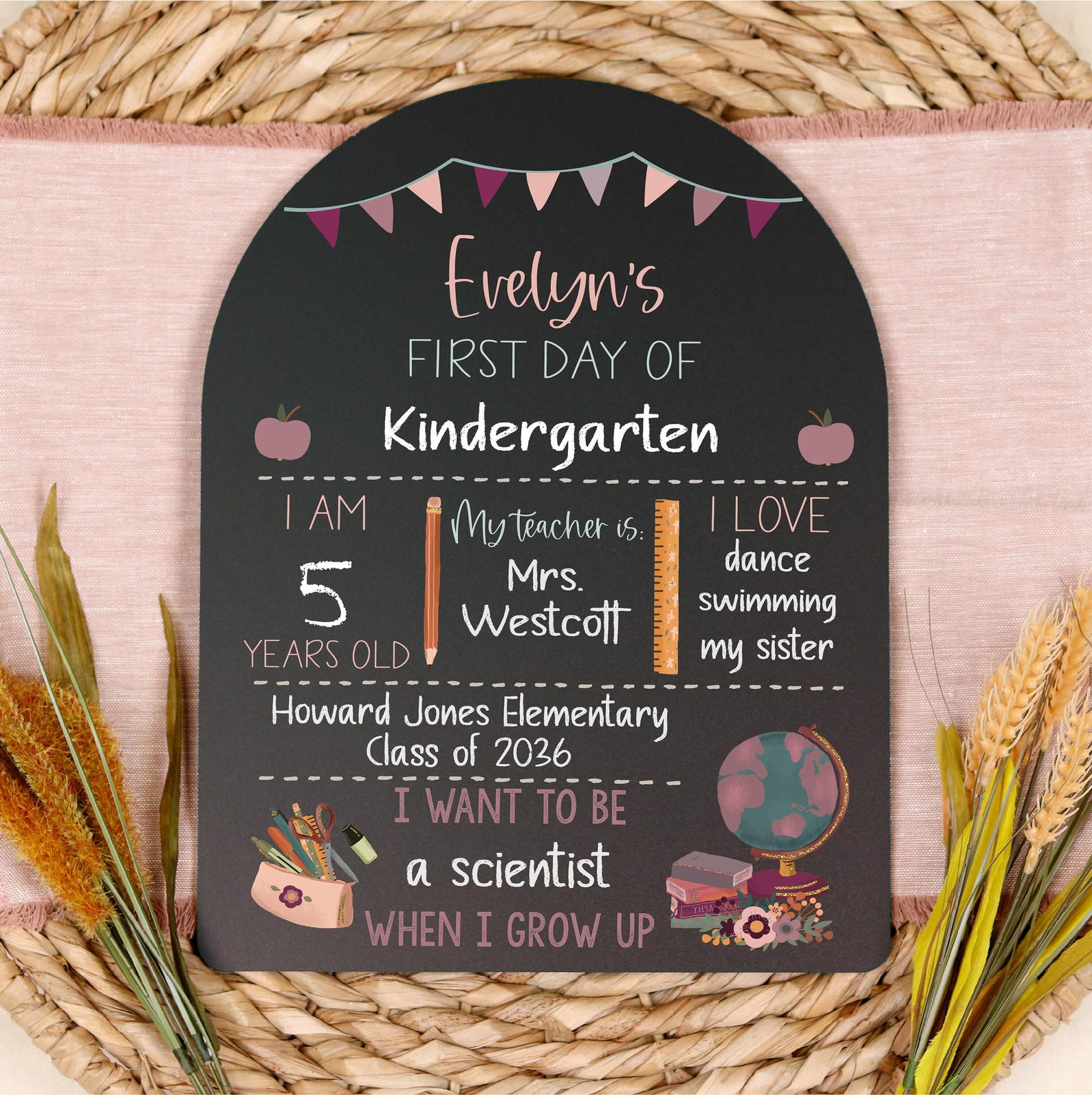 First Day of School Sign, Back to School Chalkboard, Reusable 1st Day Board, Last Day, Kindergarten, First Grade, Preschool, Ruler, BloomOwl - product image 7