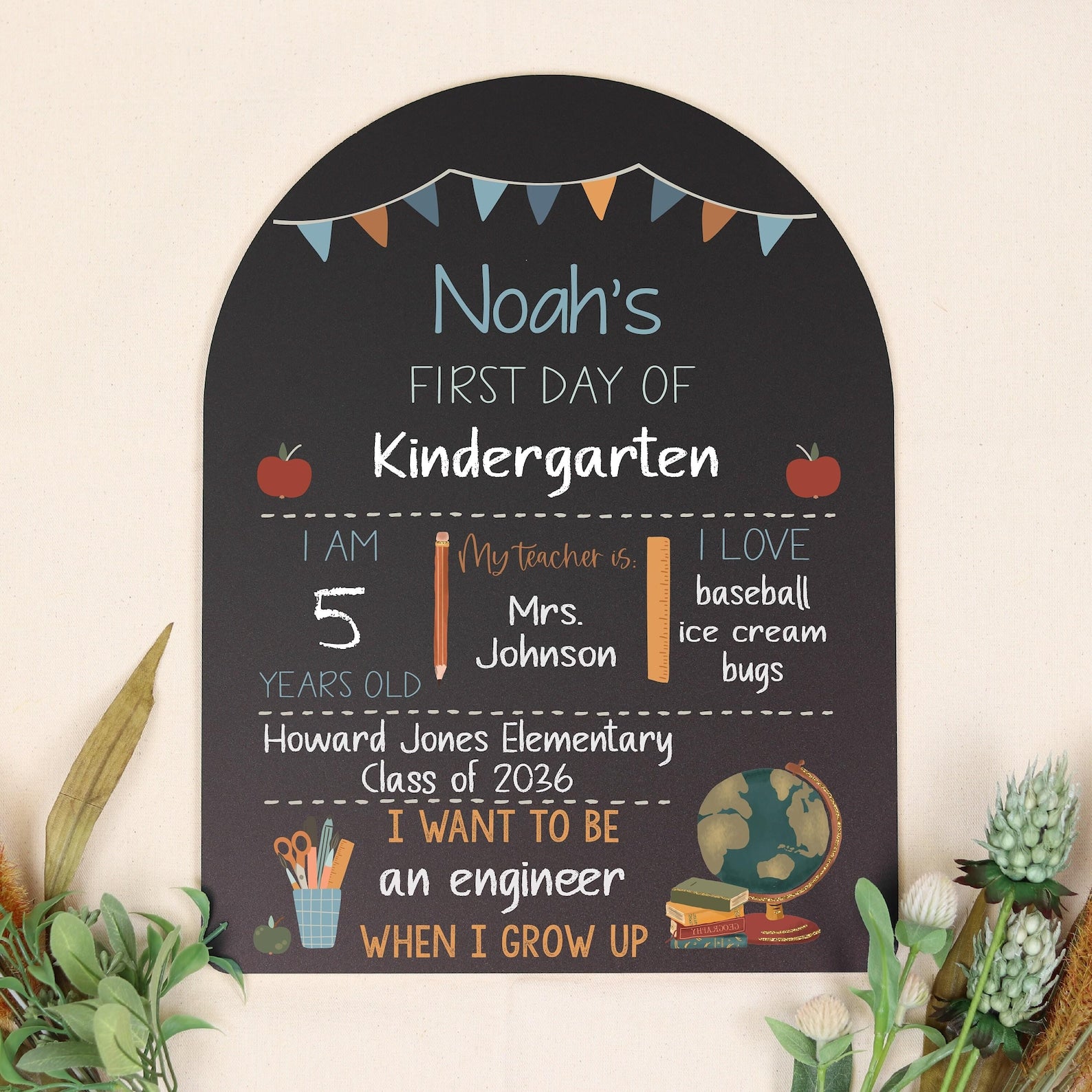 First Day of School Sign, Back to School Chalkboard, Reusable 1st Day Board, Last Day, Kindergarten, First Grade, Preschool, Ruler, BloomOwl - product image 8