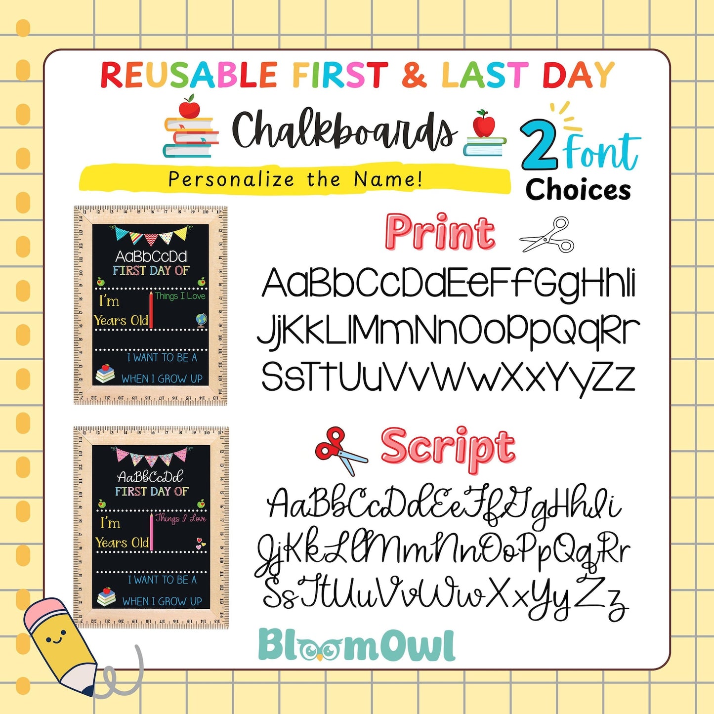 First Day of School Sign, First Day of Kindergarten Sign, 1st Day of Preschool, Back to School Chalkboard, Reusable School Sign, 1st Day - product image 4