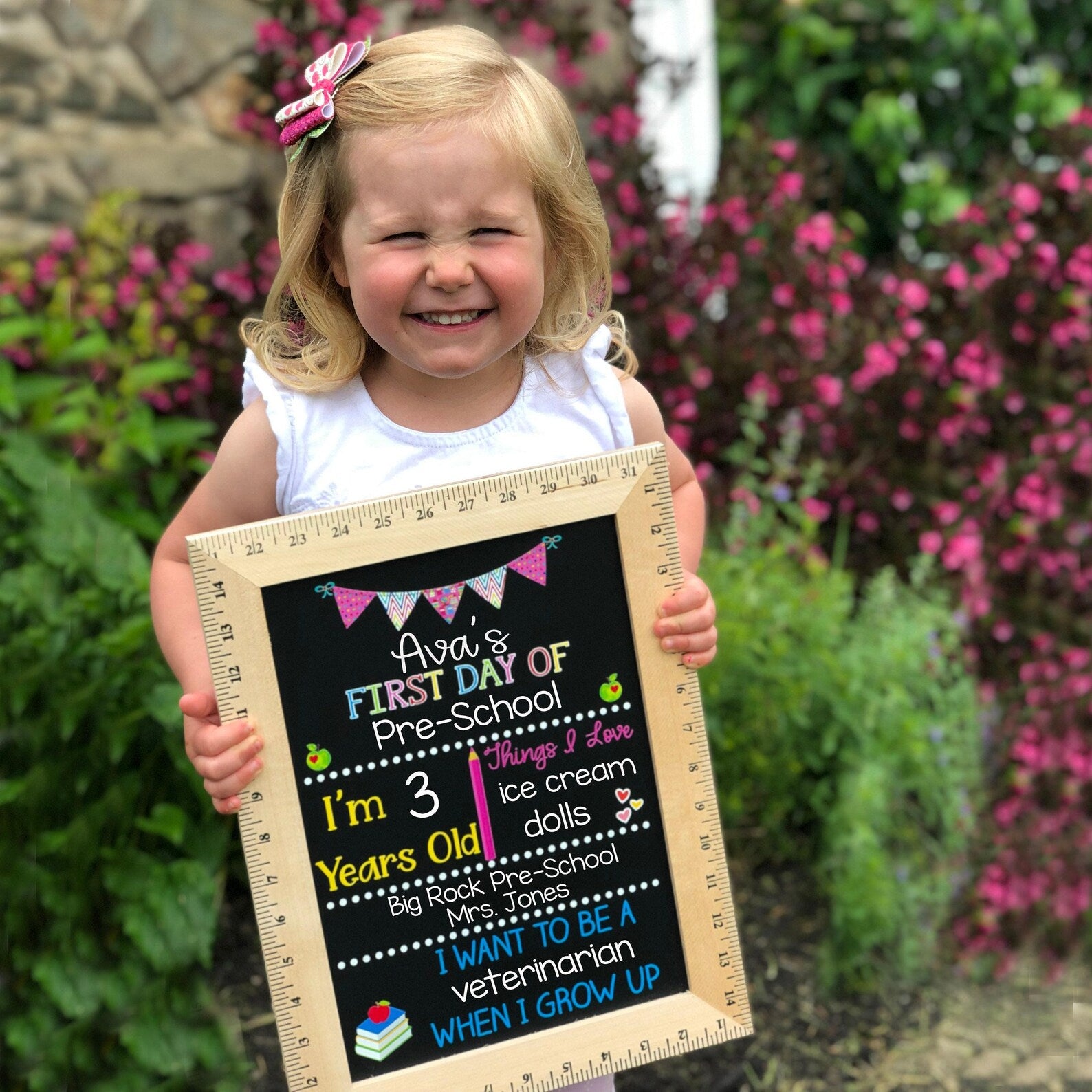 First Day of School Sign, First Day of Kindergarten Sign, 1st Day of Preschool, Back to School Chalkboard, Reusable School Sign, 1st Day - product image 7