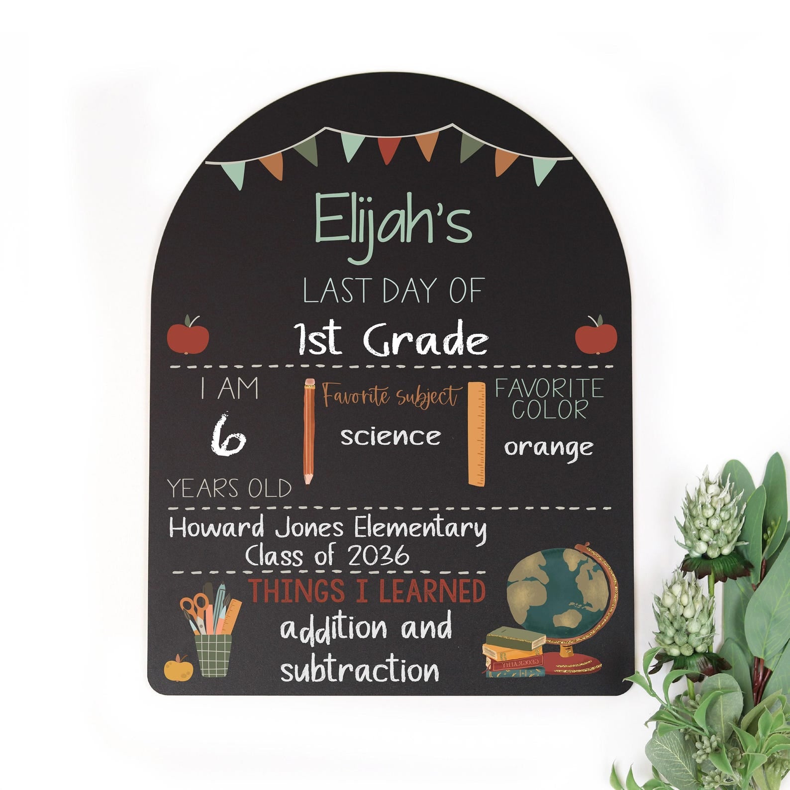 First Day of School Sign, Back to School Chalkboard, Reusable 1st Day Board, Last Day, Kindergarten, First Grade, Preschool, Ruler, BloomOwl - product image 10