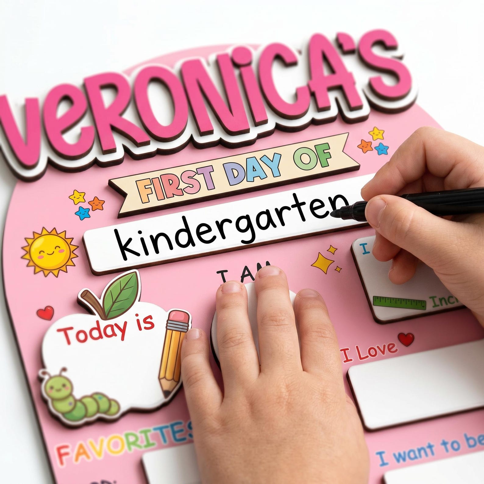Custom First Day of School Sign,Preschool Back to School Board Kid Gift,Kindergarten 1st Day of School Photo Prop,Last Day School Name Sign - product image 12