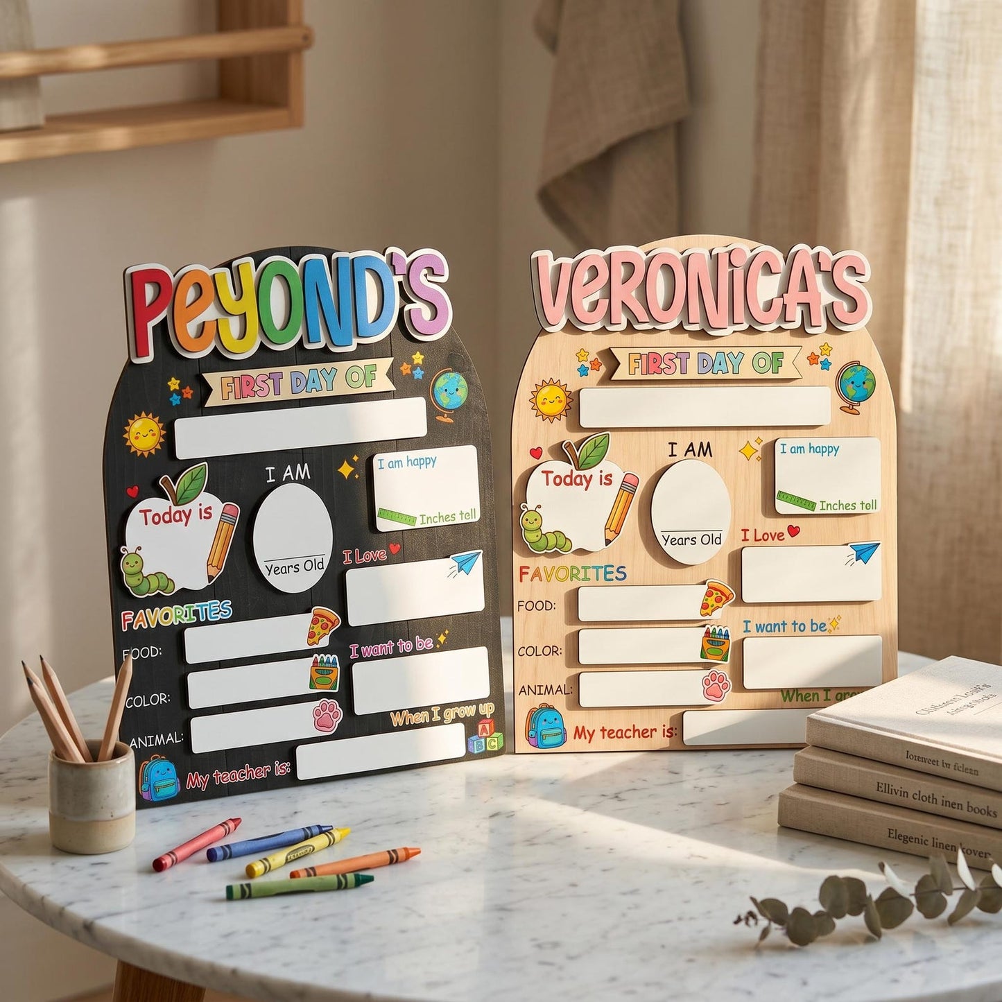 Custom First Day of School Sign,Preschool Back to School Board Kid Gift,Kindergarten 1st Day of School Photo Prop,Last Day School Name Sign - product image 5