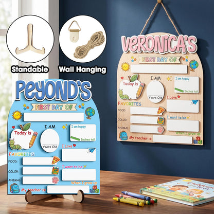 Custom First Day of School Sign,Preschool Back to School Board Kid Gift,Kindergarten 1st Day of School Photo Prop,Last Day School Name Sign - product image 7
