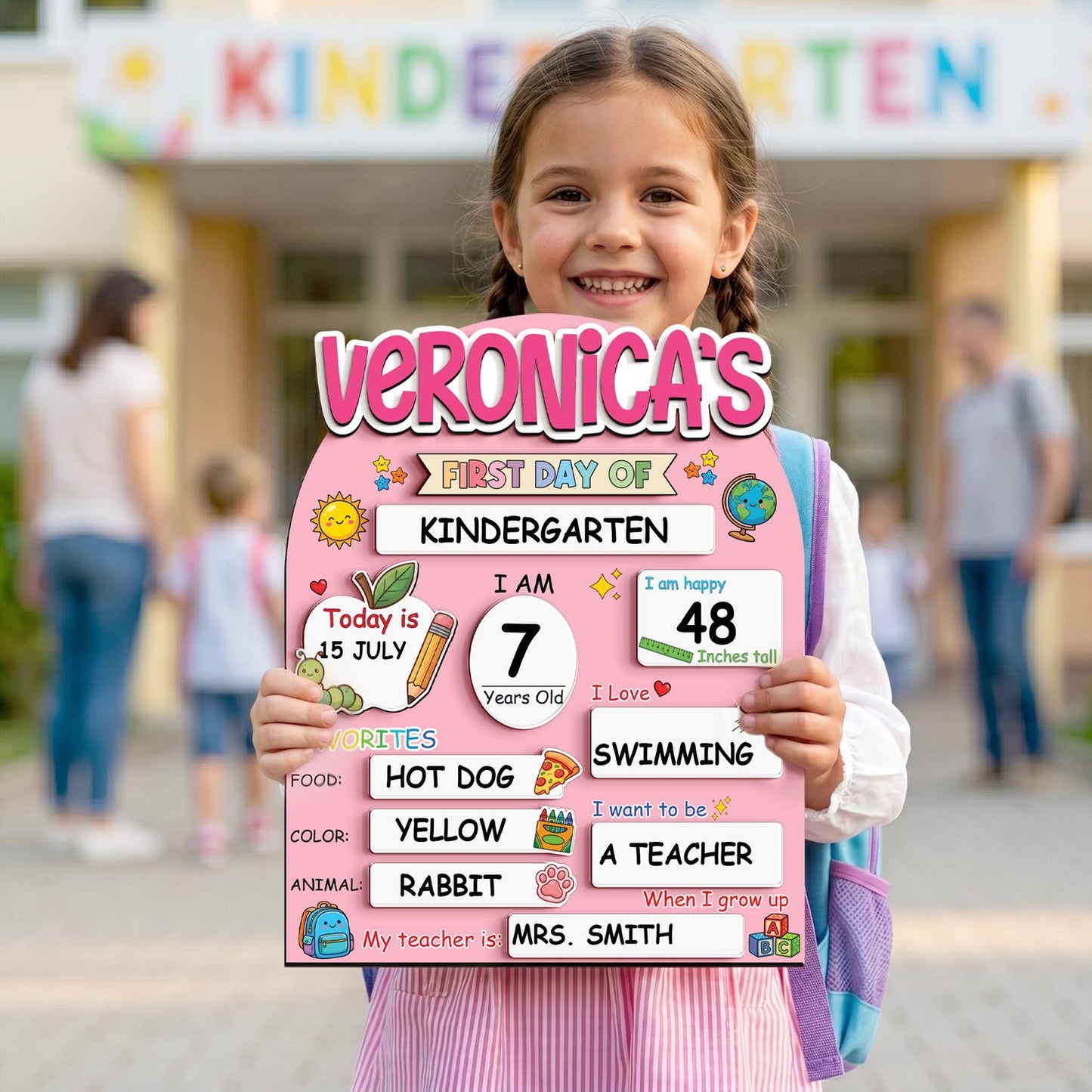 Custom First Day of School Sign,Preschool Back to School Board Kid Gift,Kindergarten 1st Day of School Photo Prop,Last Day School Name Sign - product image 10