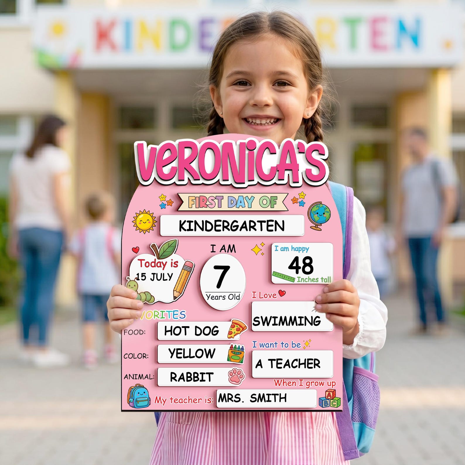 Custom First Day of School Sign,Preschool Back to School Board Kid Gift,Kindergarten 1st Day of School Photo Prop,Last Day School Name Sign - product image 10