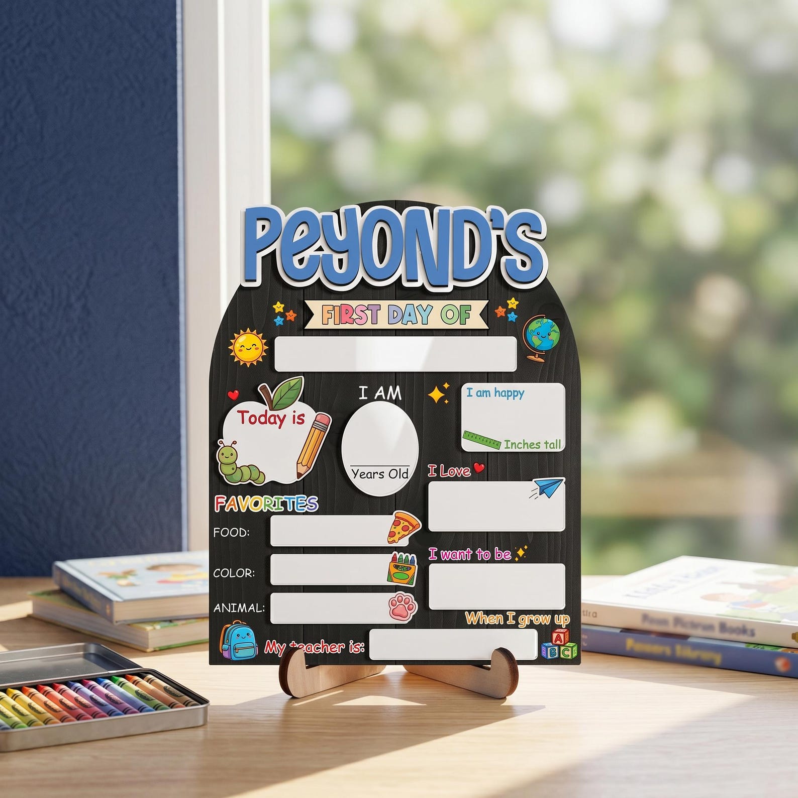Custom First Day of School Sign,Preschool Back to School Board Kid Gift,Kindergarten 1st Day of School Photo Prop,Last Day School Name Sign - product image 9