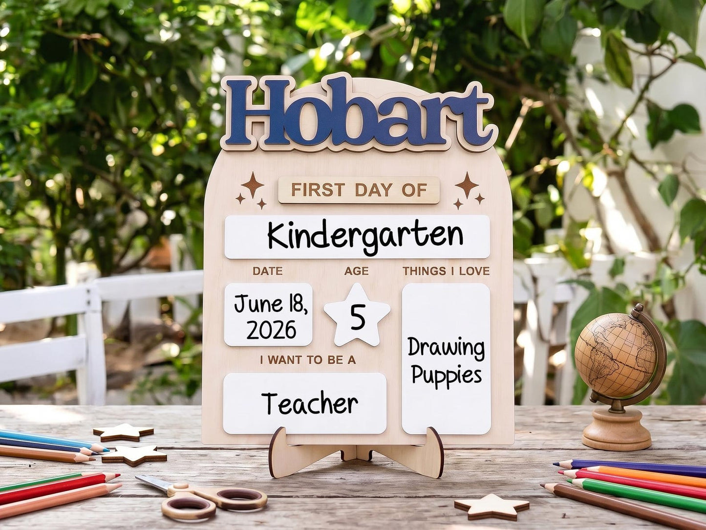 Custom First Day of School Board, Preschool and Kindergarten Photo Prop, Back to School Sign for Kids, Personalized First Day Name Keepsake - product image 2