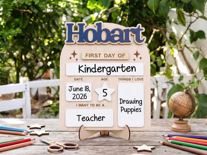 Custom First Day of School Board, Preschool and Kindergarten Photo Prop, Back to School Sign for Kids, Personalized First Day Name Keepsake - product image 2