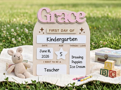 Custom First Day of School Board, Preschool and Kindergarten Photo Prop, Back to School Sign for Kids, Personalized First Day Name Keepsake - product image 3