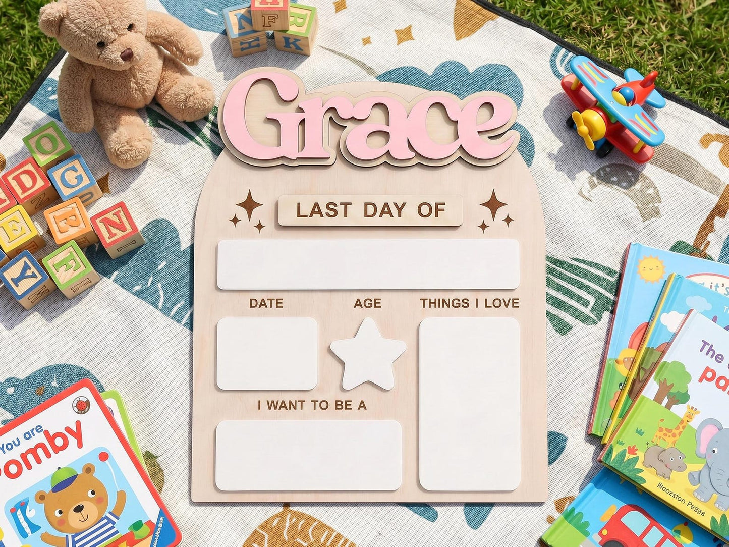 Custom First Day of School Board, Preschool and Kindergarten Photo Prop, Back to School Sign for Kids, Personalized First Day Name Keepsake - product image 12