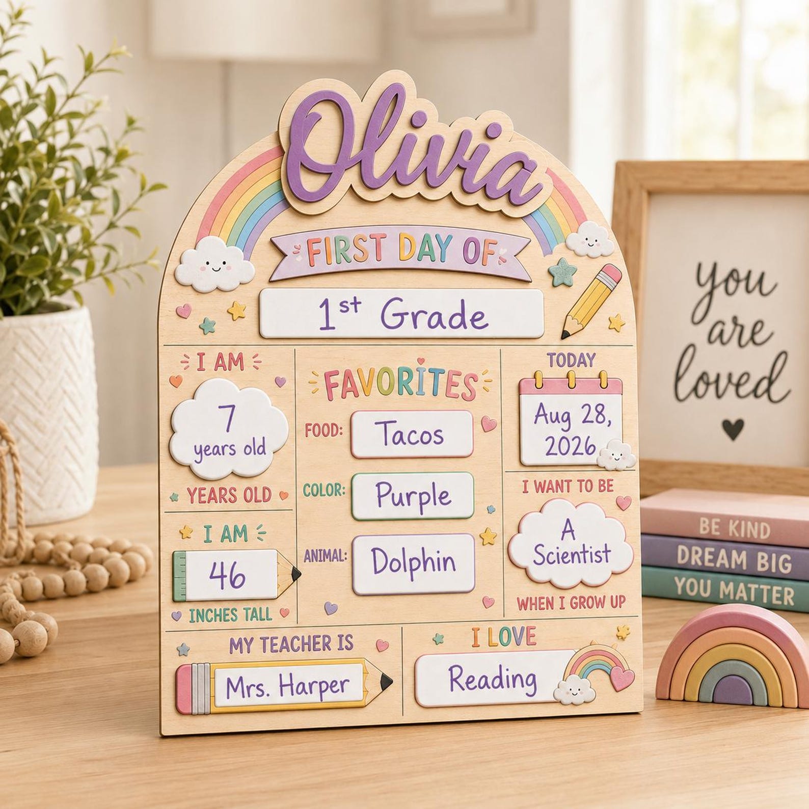 Personalized Wooden First Day Of School Sign, Reusable Photo Prop 1st Day Of School Board For Students - product image 5
