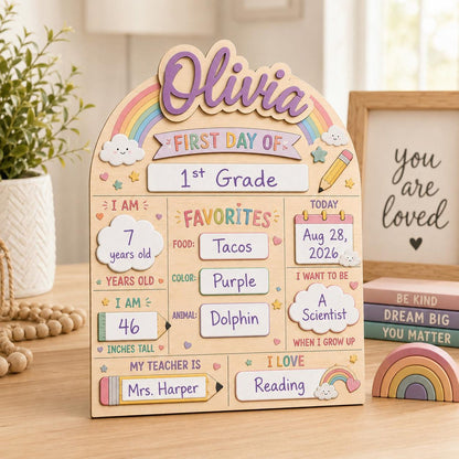 Personalized Wooden First Day Of School Sign, Reusable Photo Prop 1st Day Of School Board For Students - product image 5