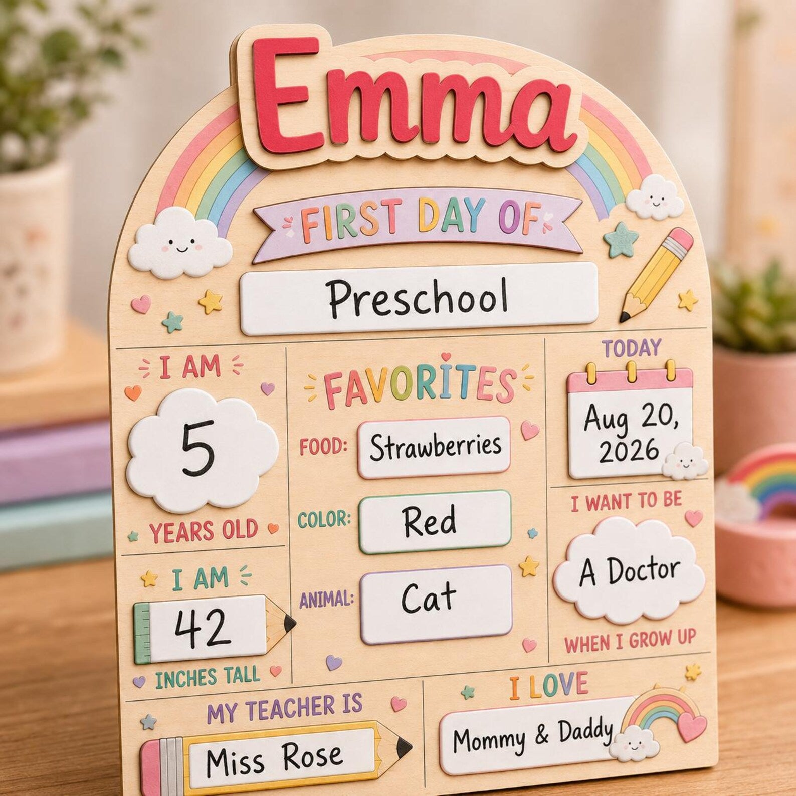 Personalized Wooden First Day Of School Sign, Reusable Photo Prop 1st Day Of School Board For Students - product image 7