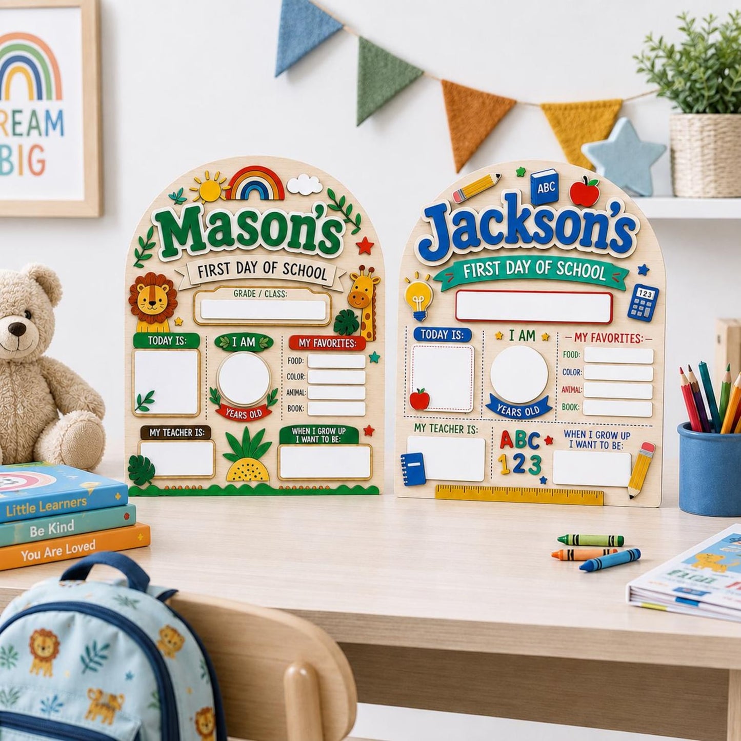 Personalized First Day of School Sign, Kids Photo Prop, Milestone Board, Back To school gift, New school gift - product image 3