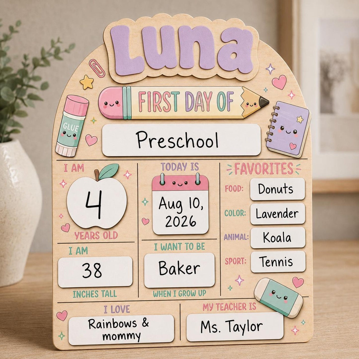 Customized First Day Of School Sign, First & Last Day of School Interchangeable Sign, Wooden 1st Day Of School Board Gift for Student - product image 4