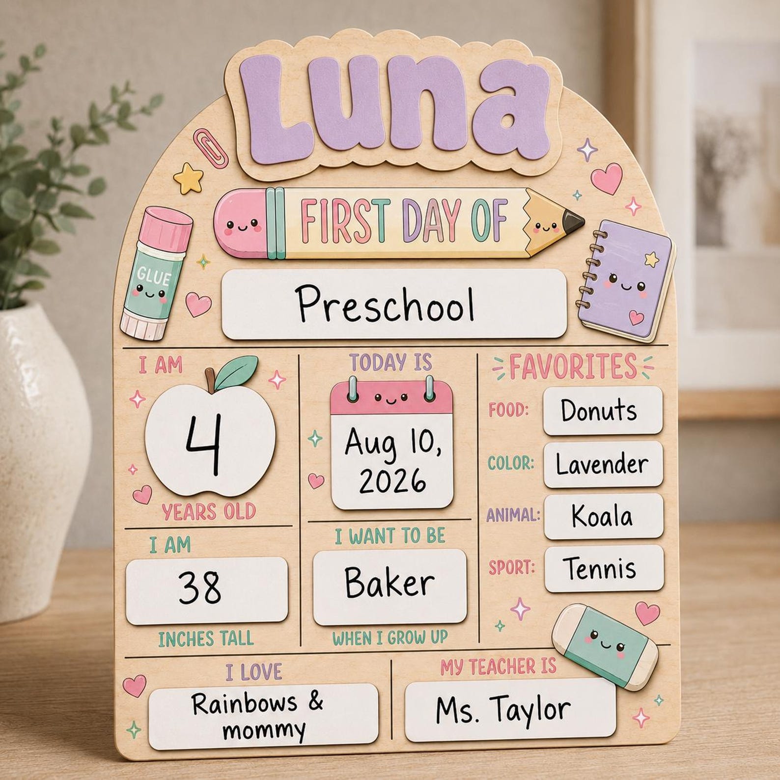 Customized First Day Of School Sign, First & Last Day of School Interchangeable Sign, Wooden 1st Day Of School Board Gift for Student - product image 4