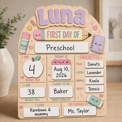 Customized First Day Of School Sign, First & Last Day of School Interchangeable Sign, Wooden 1st Day Of School Board Gift for Student - product image 4