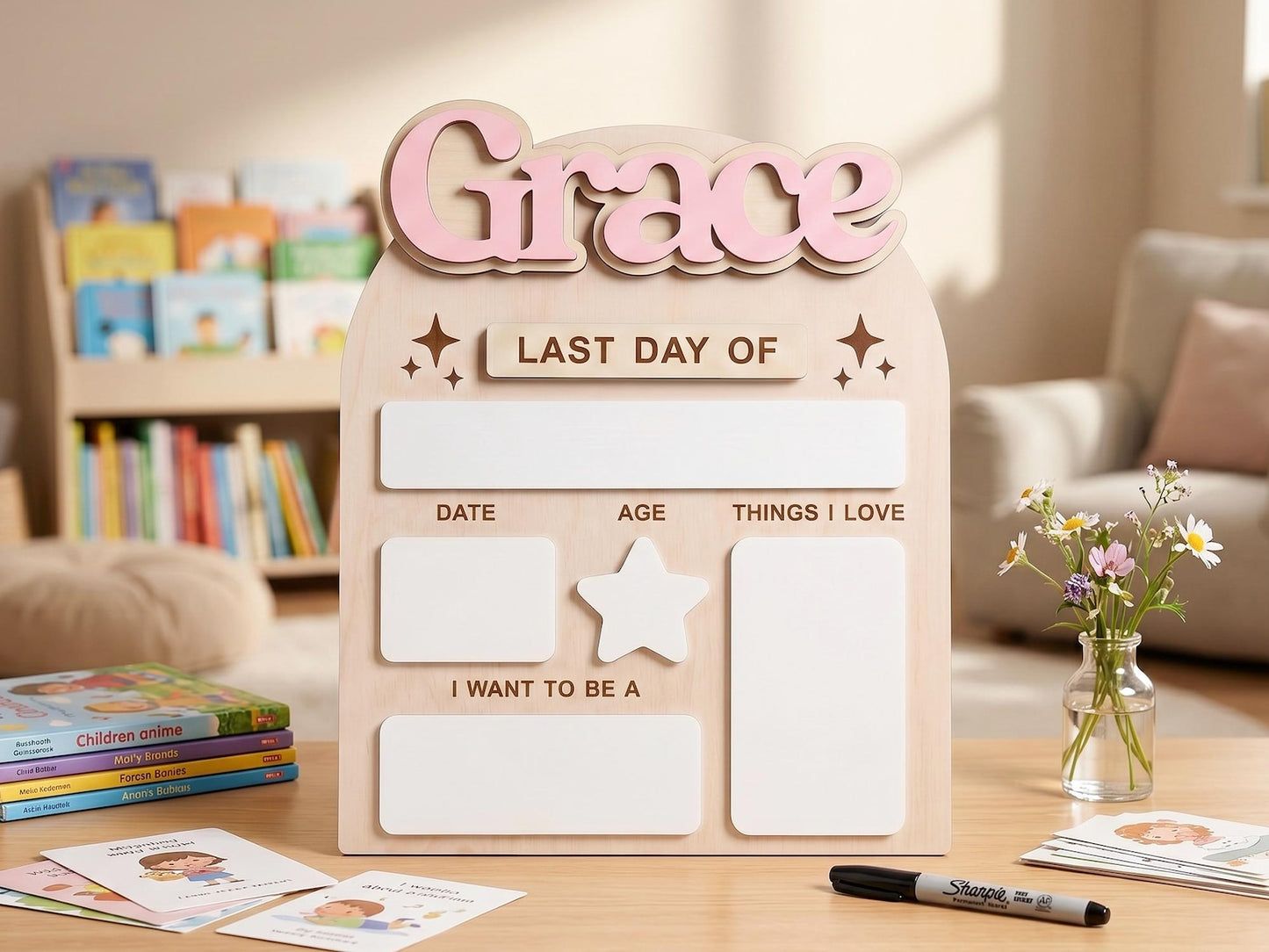 Custom First Day of School Board, Preschool and Kindergarten Photo Prop, Back to School Sign for Kids, Personalized First Day Name Keepsake - product image 10