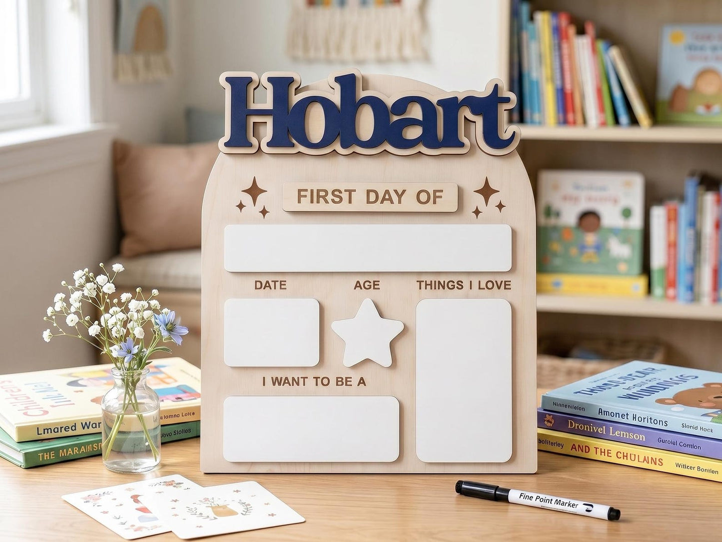 Custom First Day of School Board, Preschool and Kindergarten Photo Prop, Back to School Sign for Kids, Personalized First Day Name Keepsake - product image 4
